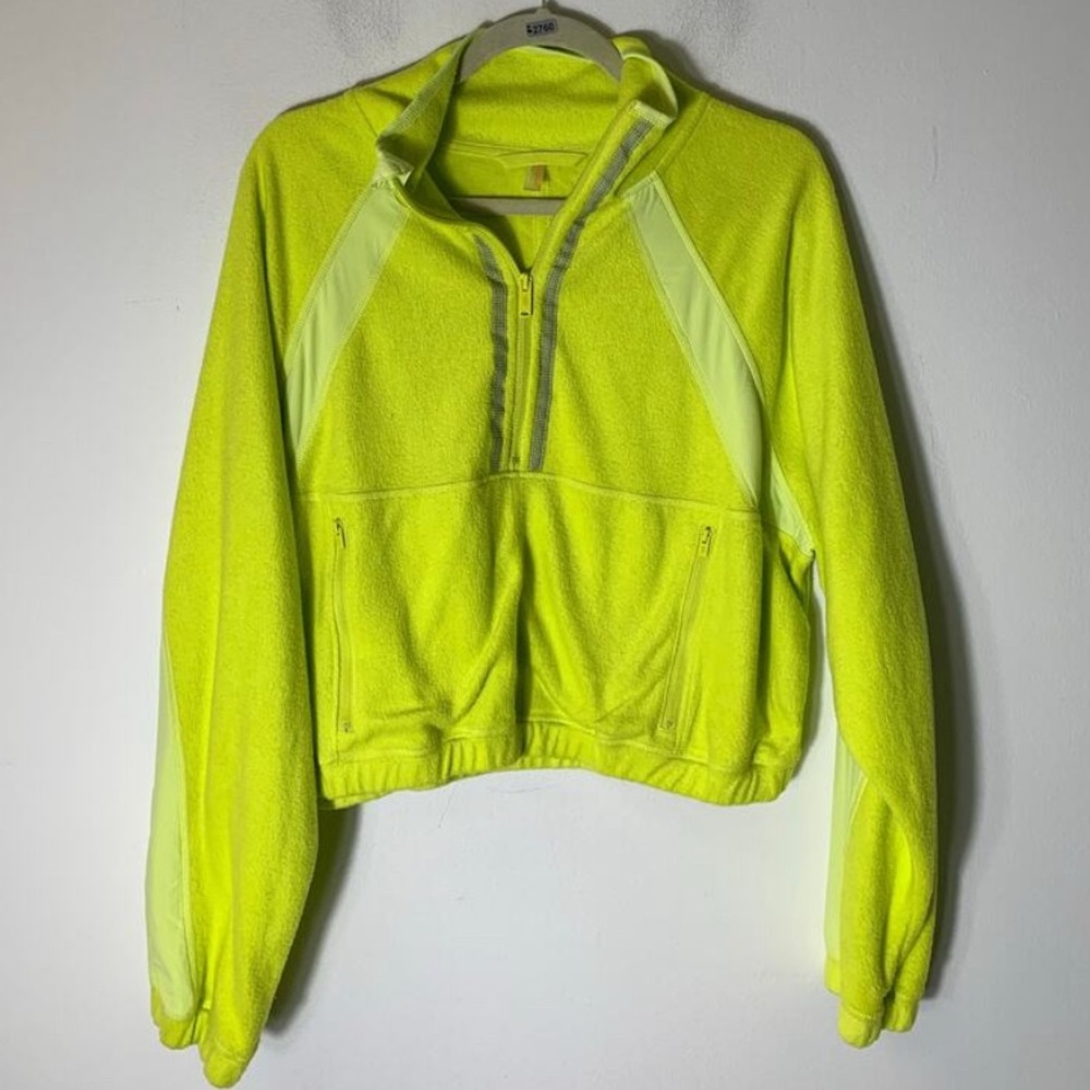 Free people movement like green half zip pull over sweater jacket large - Picture 3 of 5
